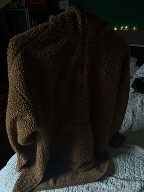 Cozy Teddy Sherpa Pullover Hoodie - Brown